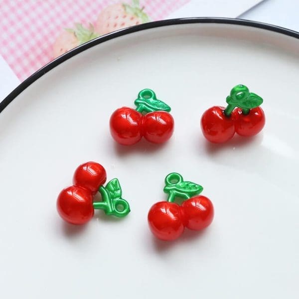 Red Cherry Resin Charms