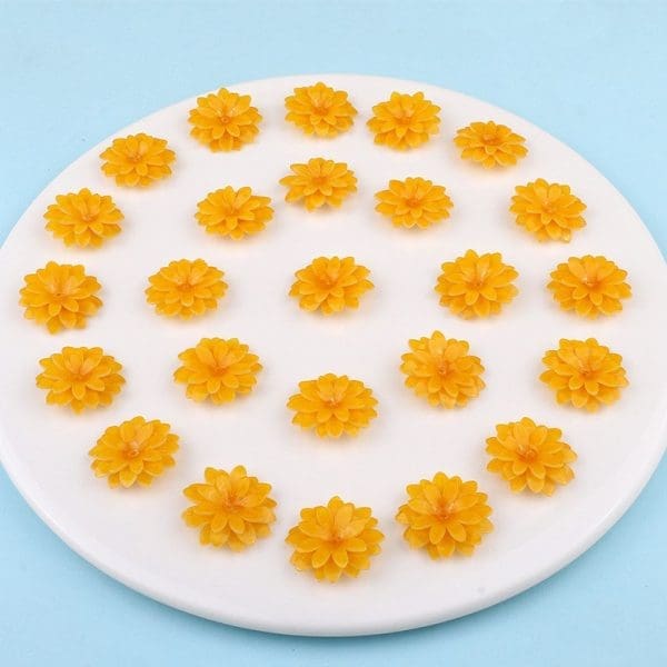 Yellow Chrysanthemum Acrylic Beads