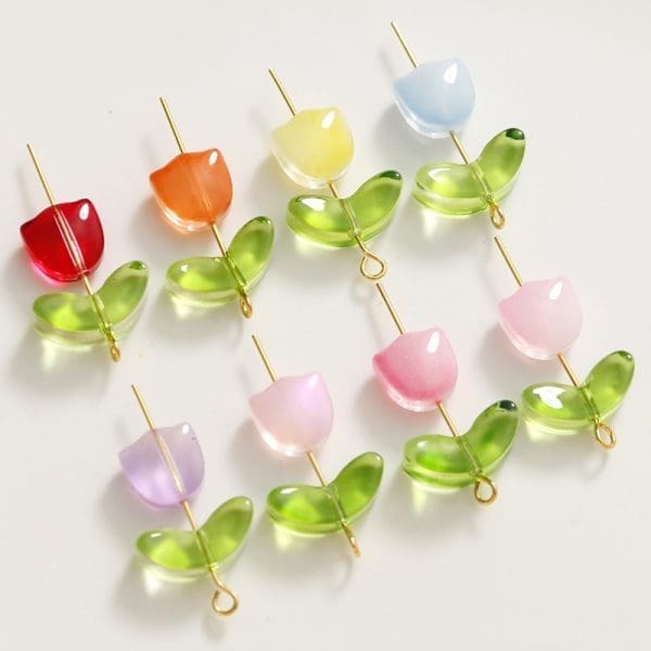 Tulip Flower Glass Beads Charm