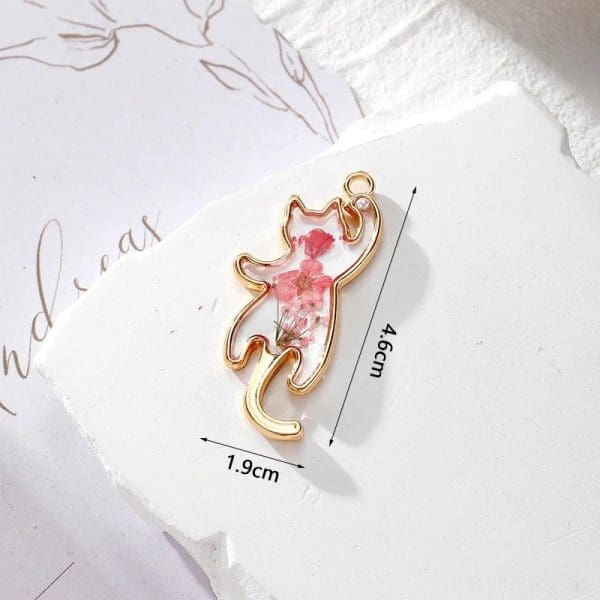 Cat Dried Flower Resin Charms