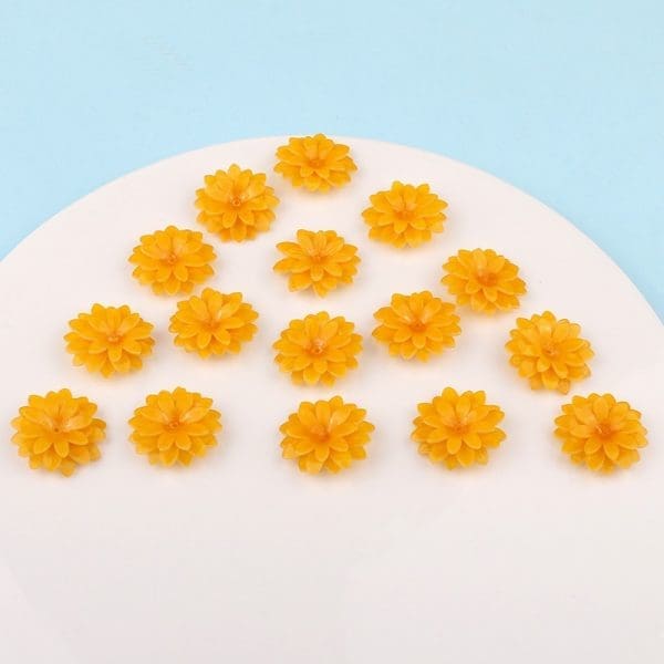 Yellow Chrysanthemum Acrylic Beads