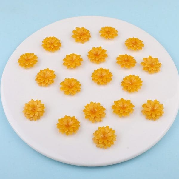 Yellow Chrysanthemum Acrylic Beads