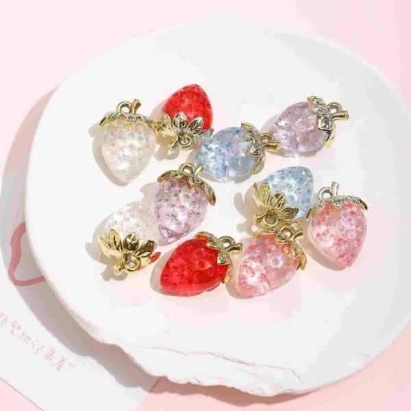 Colorful Strawberry Resin Charms