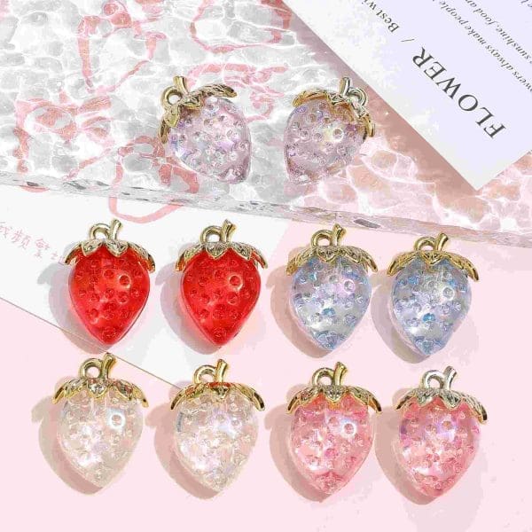 Colorful Strawberry Resin Charms