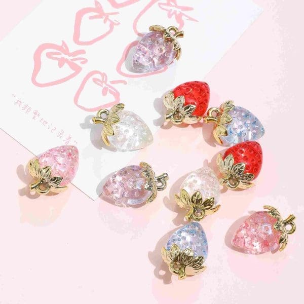 Colorful Strawberry Resin Charms