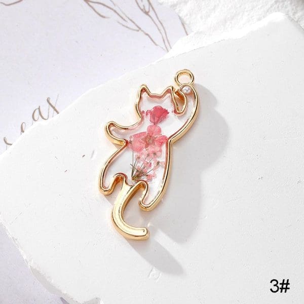 Cat Dried Flower Resin Charms