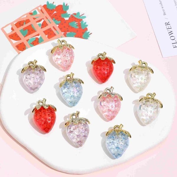 Colorful Strawberry Resin Charms