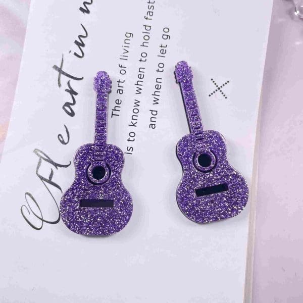 Acrylic Glitter Guitar Beads Charm