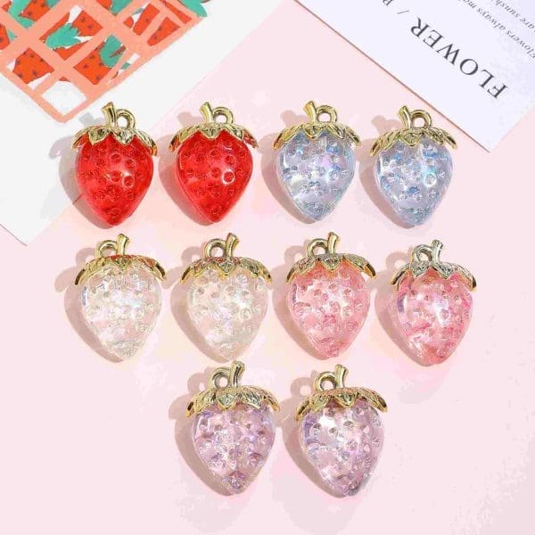 Colorful Strawberry Resin Charms