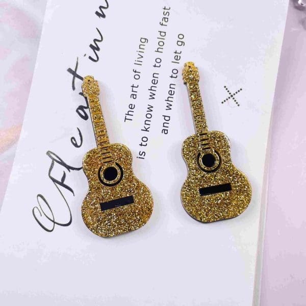 Acrylic Glitter Guitar Beads Charm