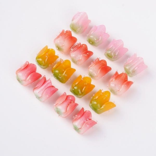 Colorful Tulip Flower Acrylic Beads