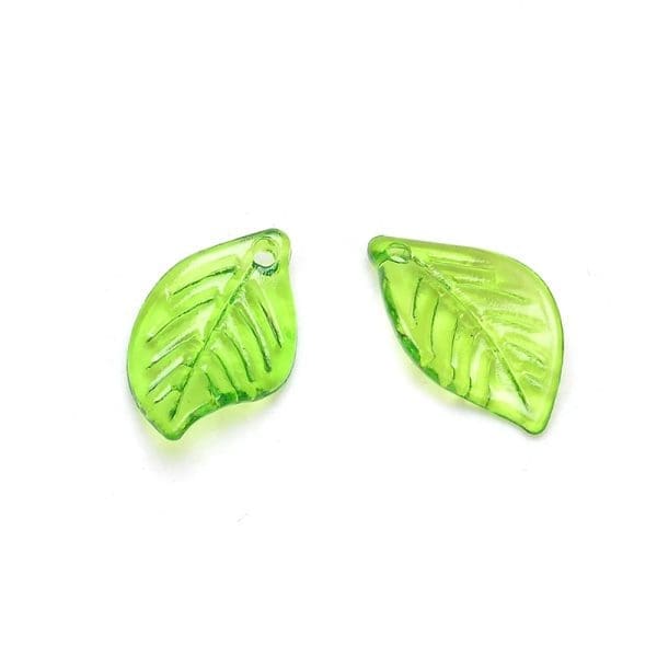 Acrylic Green Leaf Beads Charm