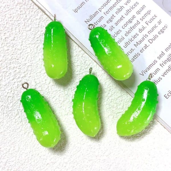 Green Cucumber Resin Charms