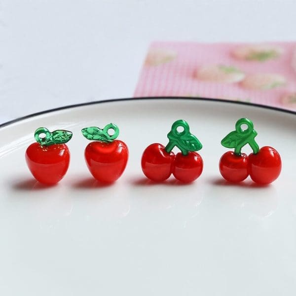 Red Cherry Resin Charms