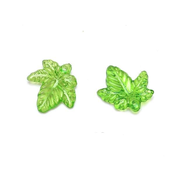 Acrylic Green Leaf Beads Charm