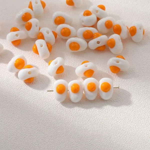 Food Poached Egg Glass Beads