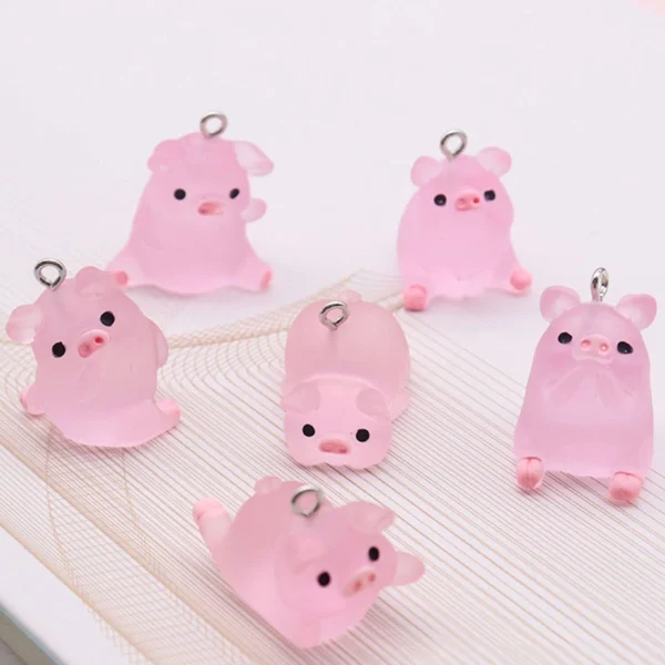 Pink Pig Animal Resin Charms