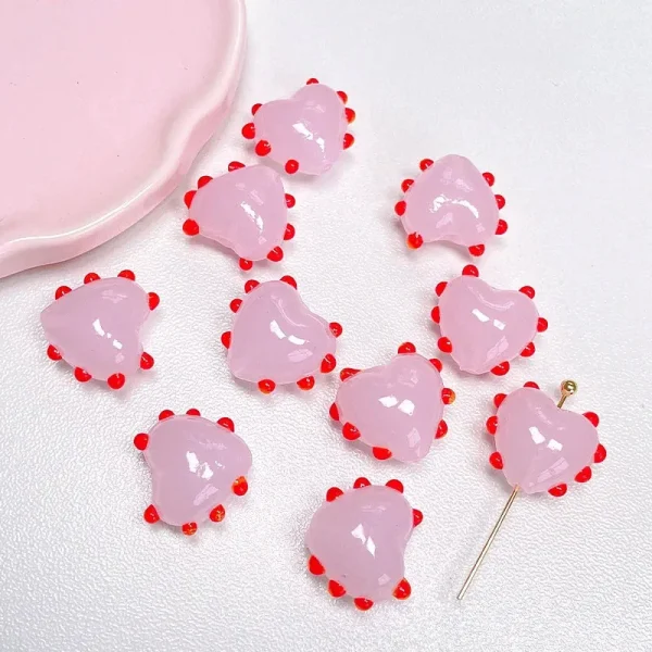 Dot Heart Glass Beads Charms