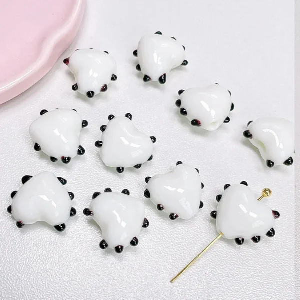 Dot Heart Glass Beads Charms