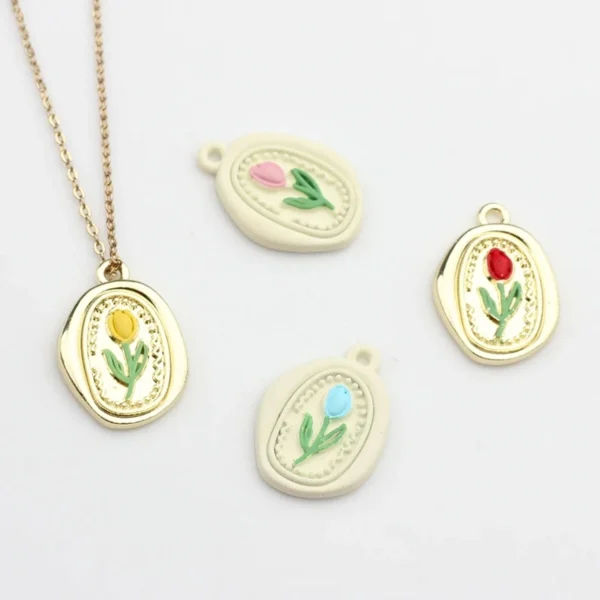 Seal Wax Style Tulip Metal Charms