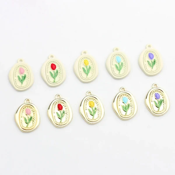 Seal Wax Style Tulip Metal Charms