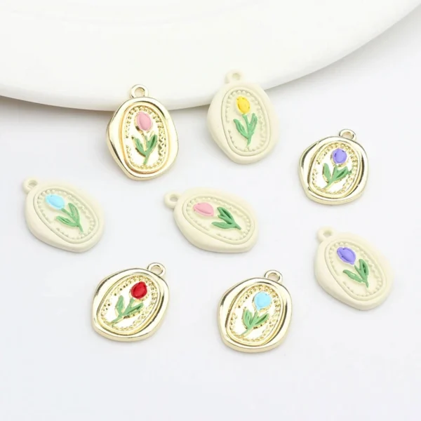 Seal Wax Style Tulip Metal Charms