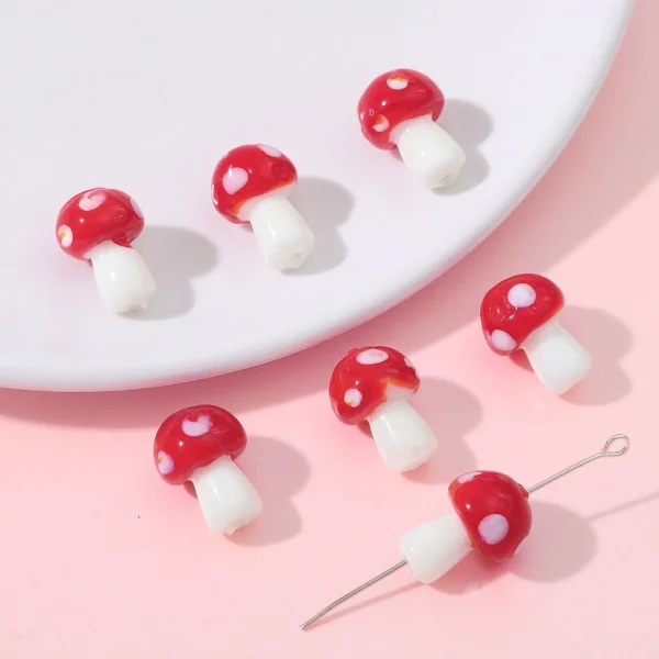 Color Mushroom Glass Beads