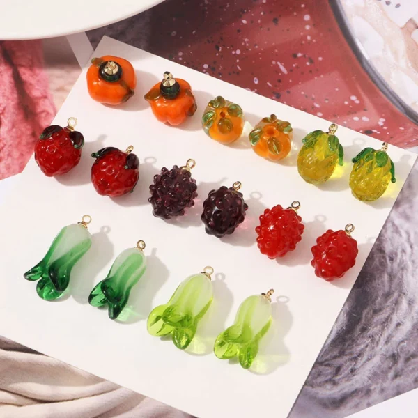 Grape Raspberry Glass Fruit Charms