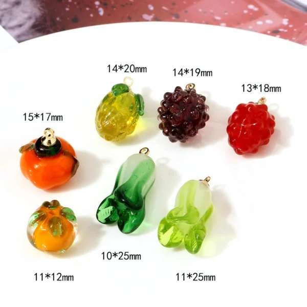 Grape Raspberry Glass Fruit Charms