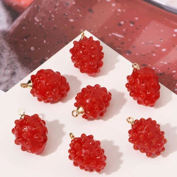 Grape Raspberry Glass Fruit Charms