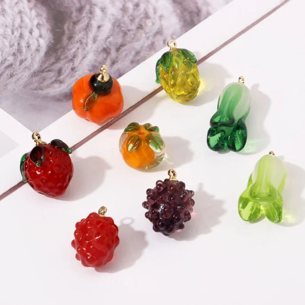 Grape Raspberry Glass Fruit Charms