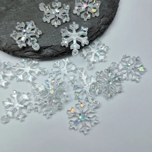 Glitter Snowflake Acrylic Charms