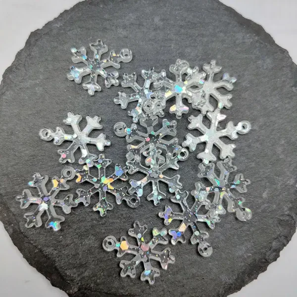 Glitter Snowflake Acrylic Charms