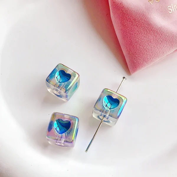 Color Heart Acrylic Square Beads