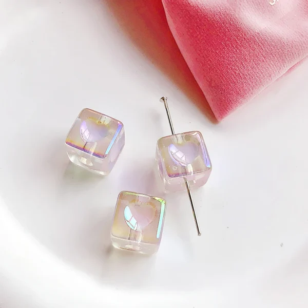 Color Heart Acrylic Square Beads