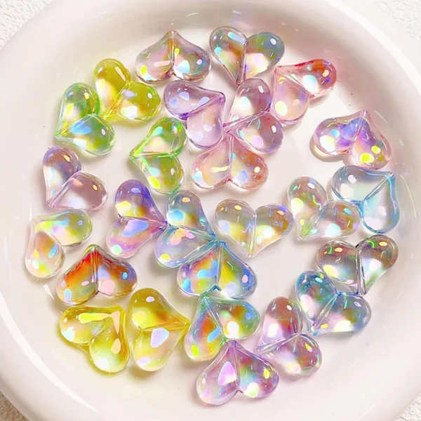 Cute Color Heart Acrylic Beads