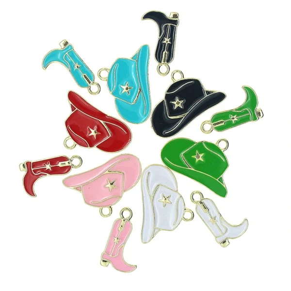 Cowboy Hat Cowgirl Boots Alloy Charms