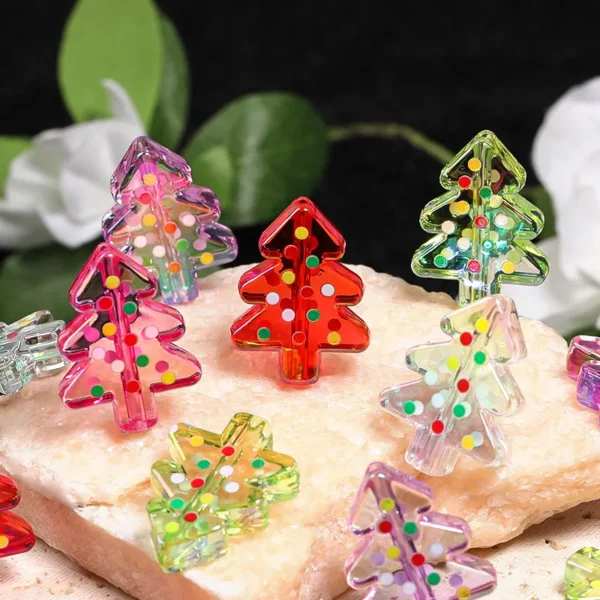 Color Dot Christmas Tree Acrylic Beads