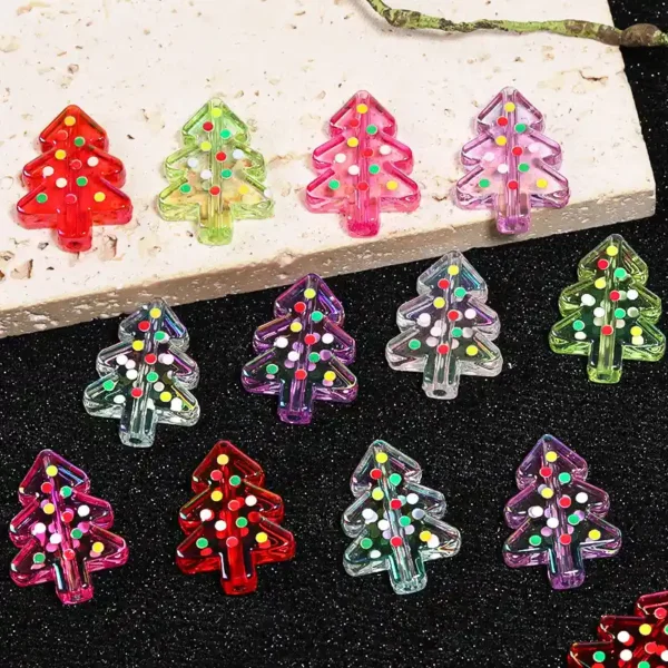 Color Dot Christmas Tree Acrylic Beads