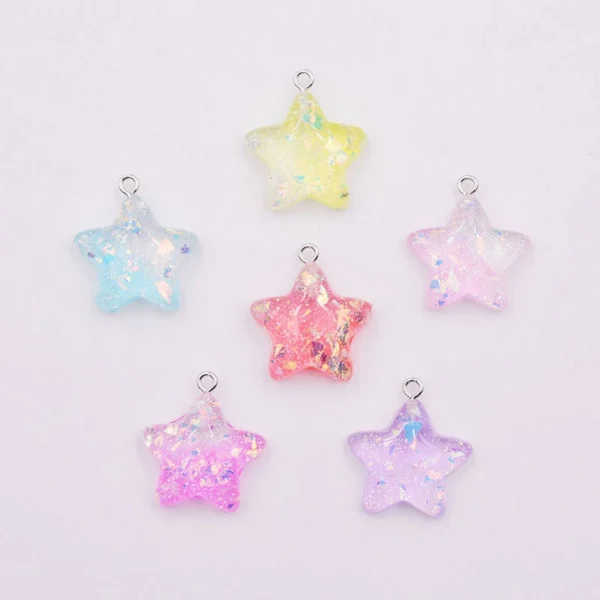 Glitter Star Resin Earrings Charms