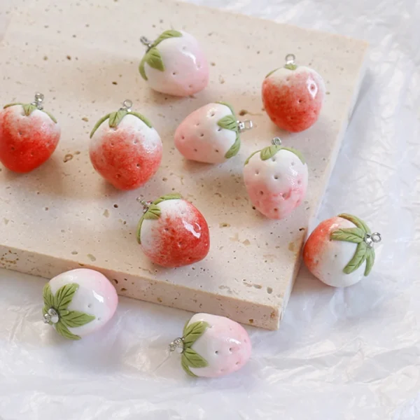 Clay Fruit Strawberry Charms