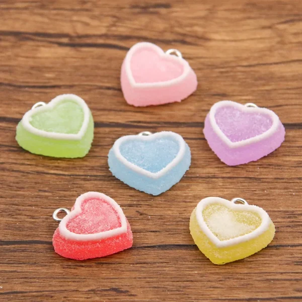 Color Candy Heart Resin Charms