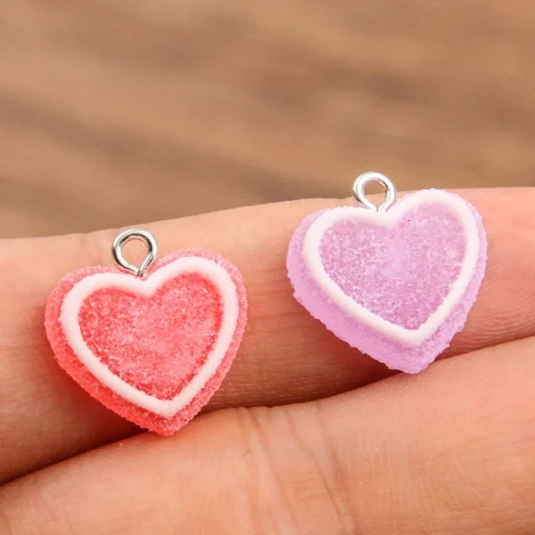 Color Candy Heart Resin Charms