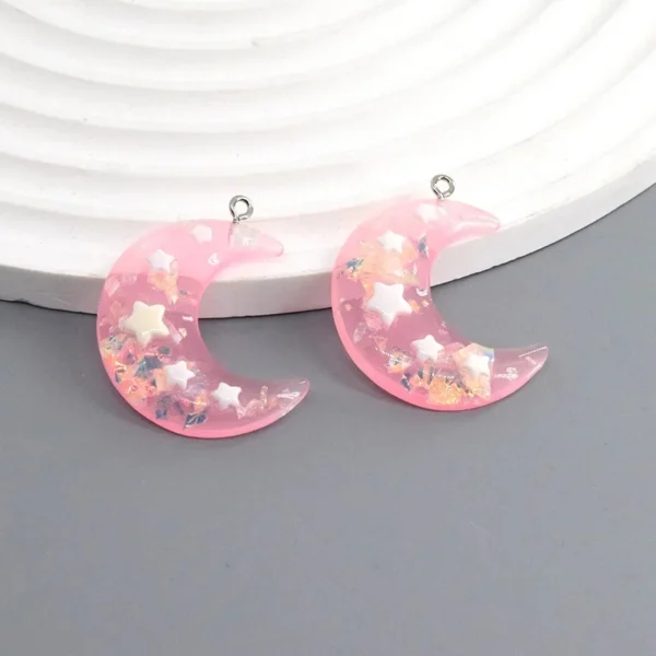 Glitter Moon Resin Charms