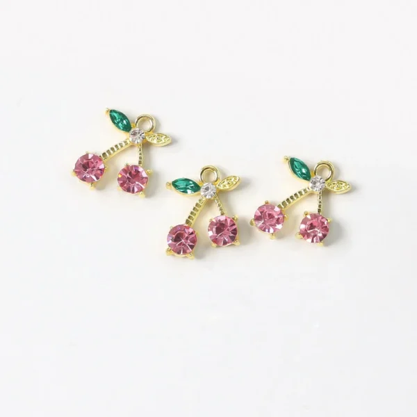 Color Cherry Rhinestone Charms