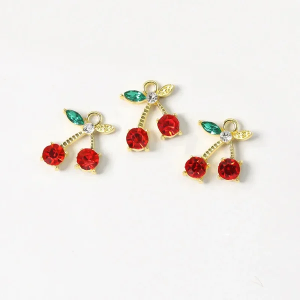 Color Cherry Rhinestone Charms