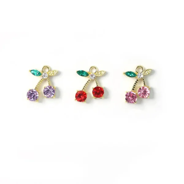 Color Cherry Rhinestone Charms