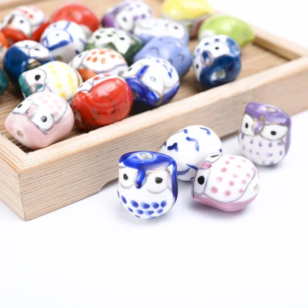 Color Owl Ceramic Beads