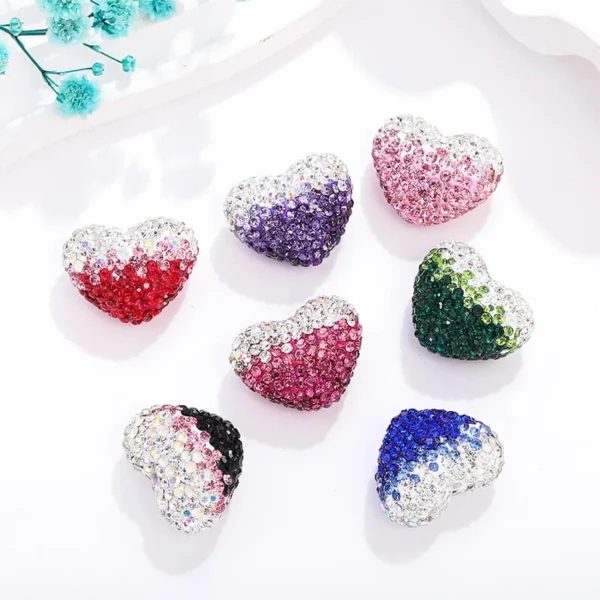 Gradient Heart Rhinestone Beads