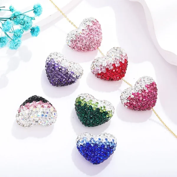 Gradient Heart Rhinestone Beads